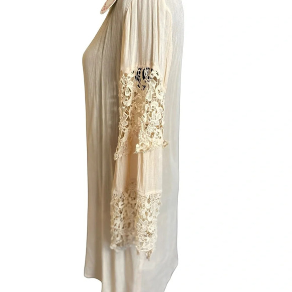 Umgee Cream Boho Crochet Lace Bell Sleeve Dress S - Picture 2 of 10